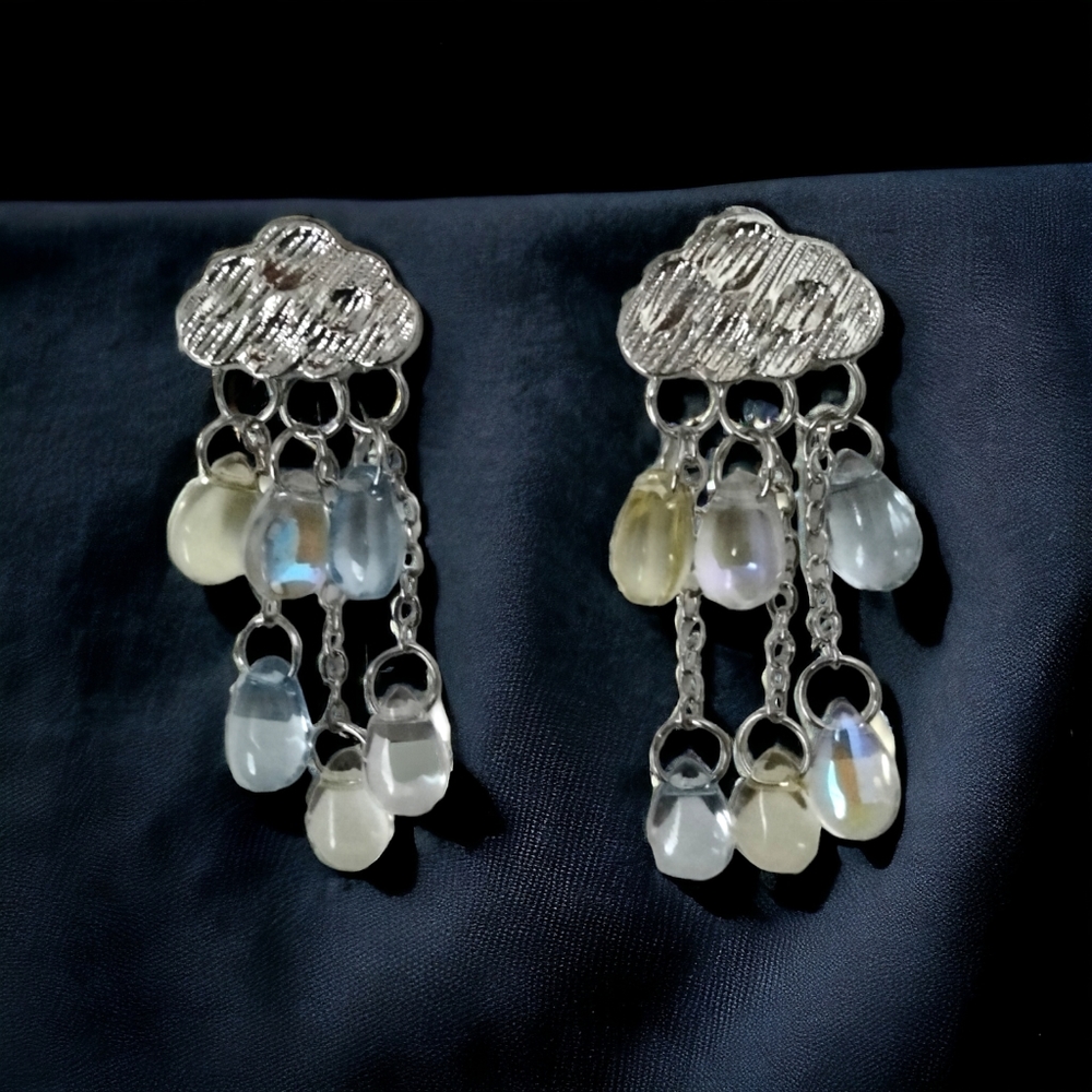 Sterling Silver Raindrop Cloud Earrings - Rain Cloud Jewelry